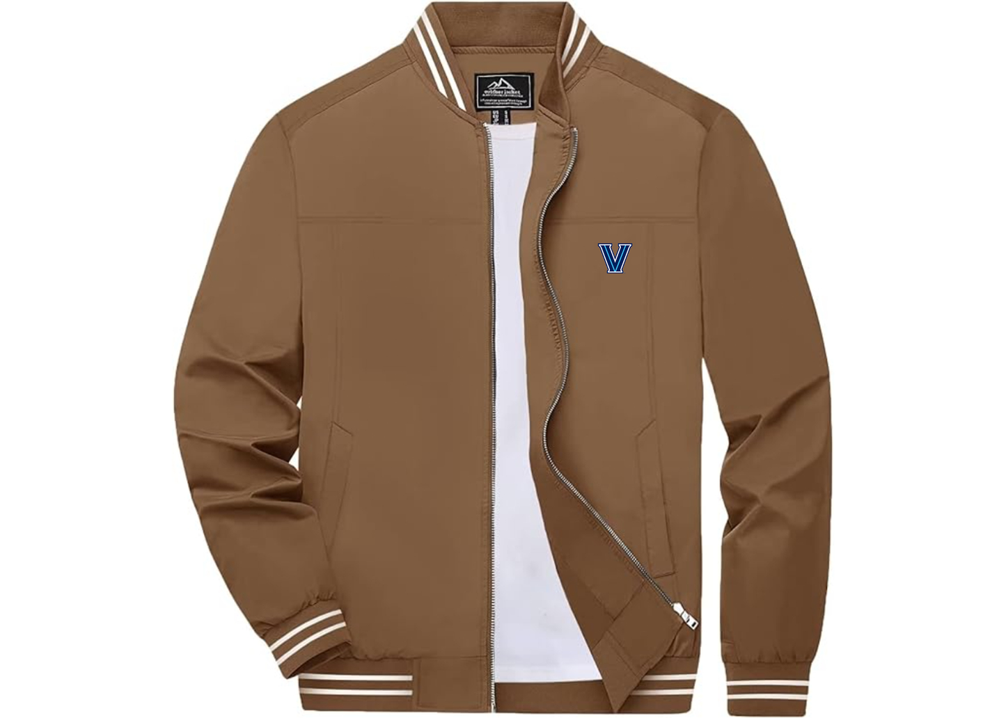 Men's Villanova Wildcats Lightweight Zip-Up Ribbed Collar and Cuffs Bomber Jacket