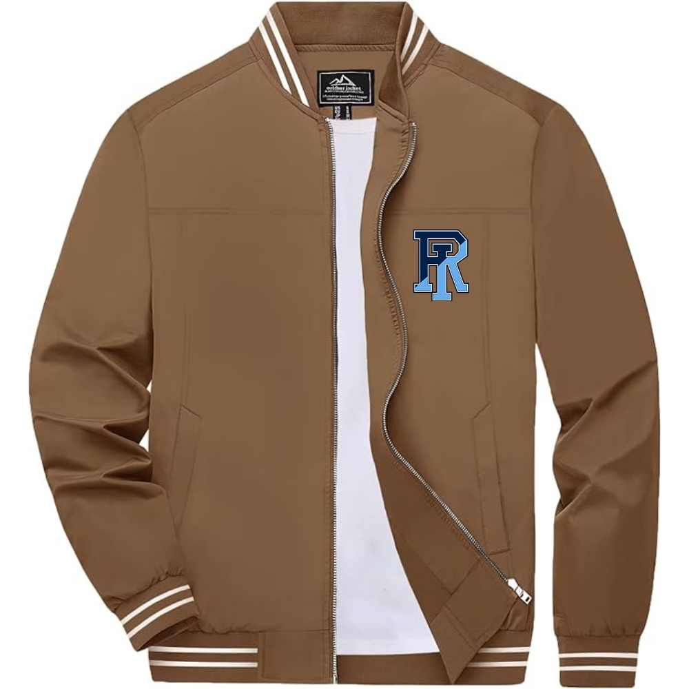 Men's Rhode Island Rams Logo Lightweight Zip-Up Ribbed Collar and Cuffs Bomber Jacket