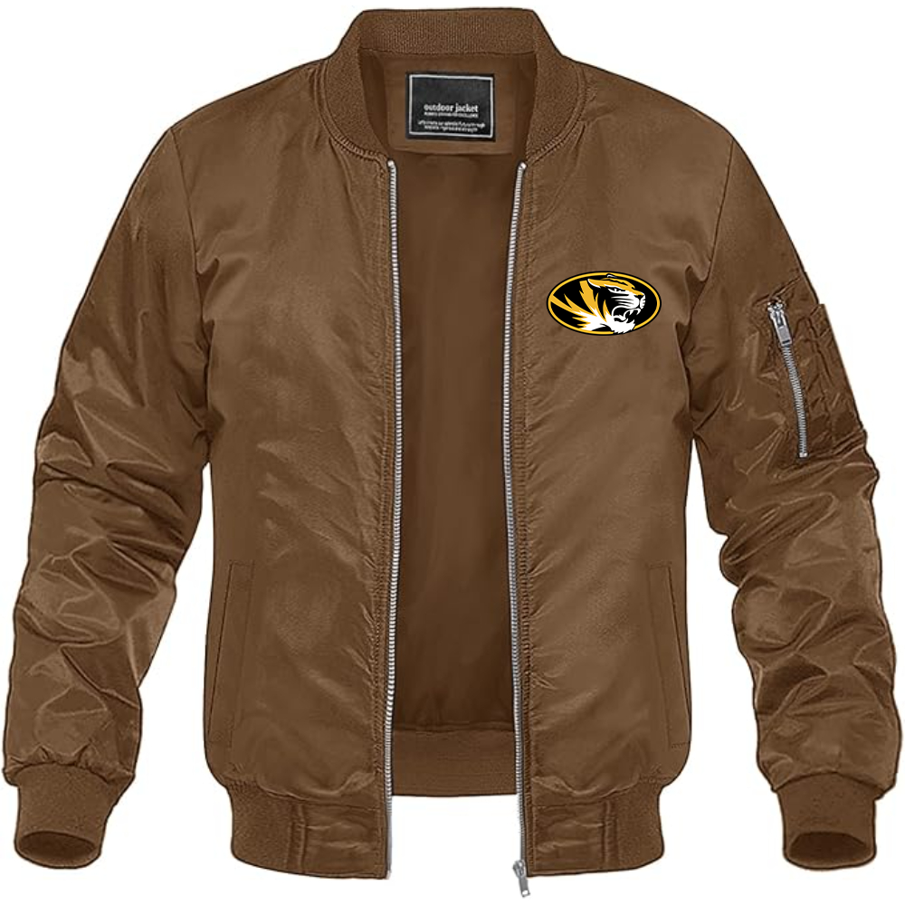 Men's Missouri Tigers Logo Lightweight Bomber Jacket Windbreaker Softshell Varsity Jacket Coat
