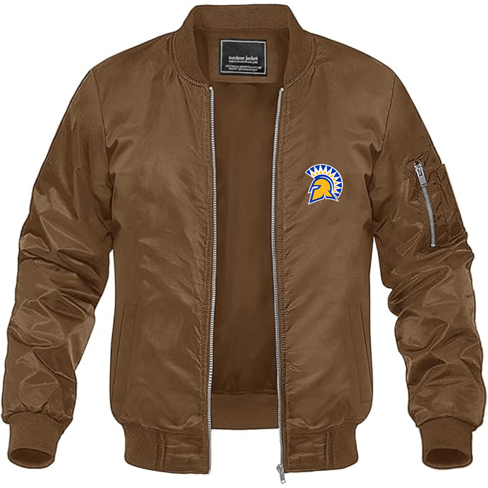 Men's San Jose State Spartans Logo Lightweight Bomber Jacket Windbreaker Softshell Varsity Jacket Coat