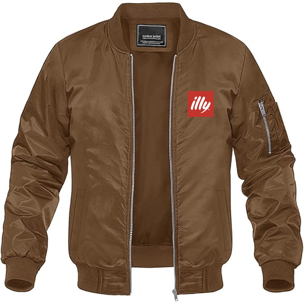 Men's Illy Logo Lightweight Bomber Jacket Windbreaker Softshell Varsity Jacket Coat