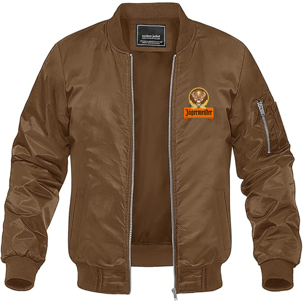 Men's Jagermeister Logo Lightweight Bomber Jacket Windbreaker Softshell Varsity Jacket Coat