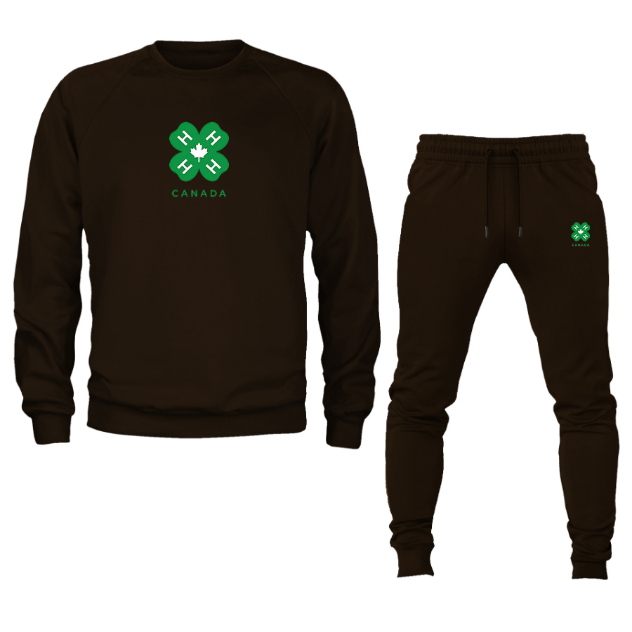 Men's 4H Canada Logo Crewneck Sweatshirt Joggers Suit