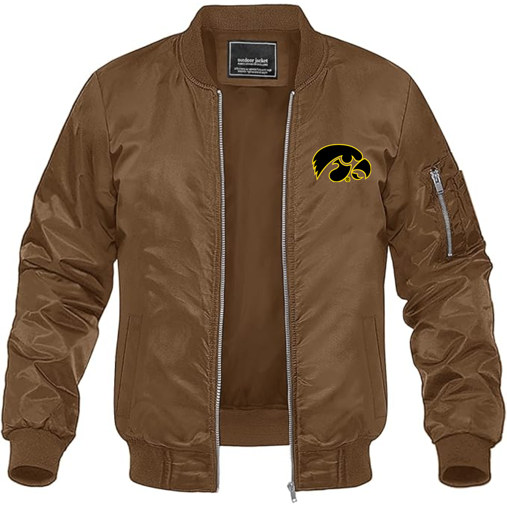 Men's Lowa Hawkeyes Logo Lightweight Bomber Jacket Windbreaker Softshell Varsity Jacket Coat
