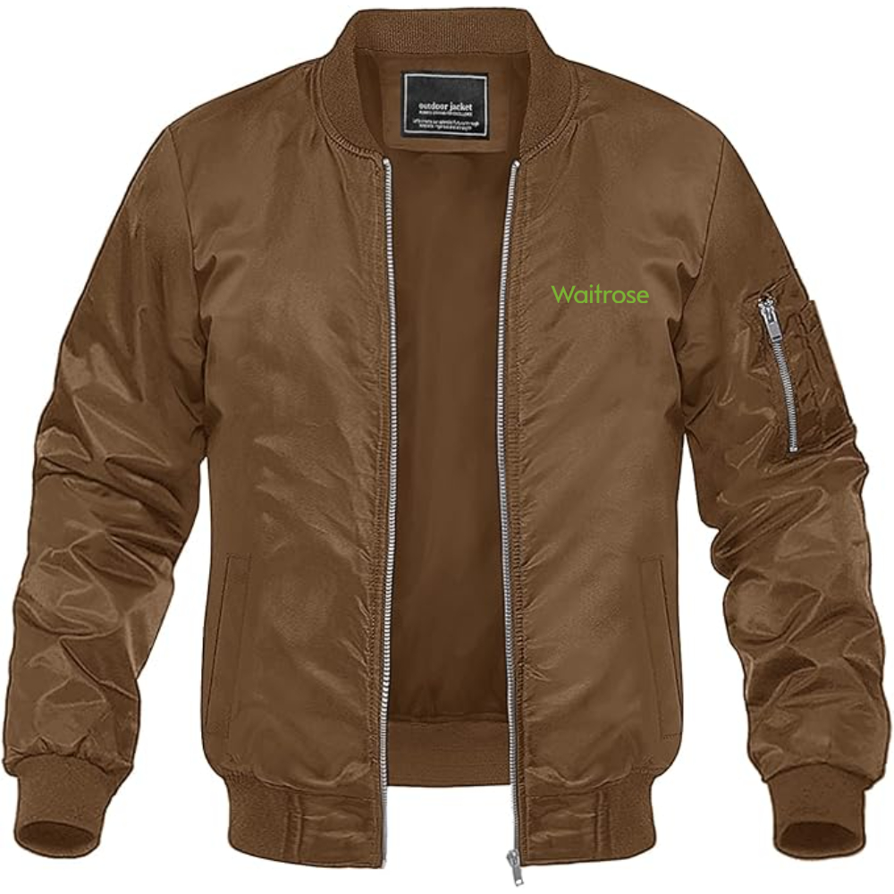 Men's Waitrose Logo Lightweight Bomber Jacket Windbreaker Softshell Varsity Jacket Coat