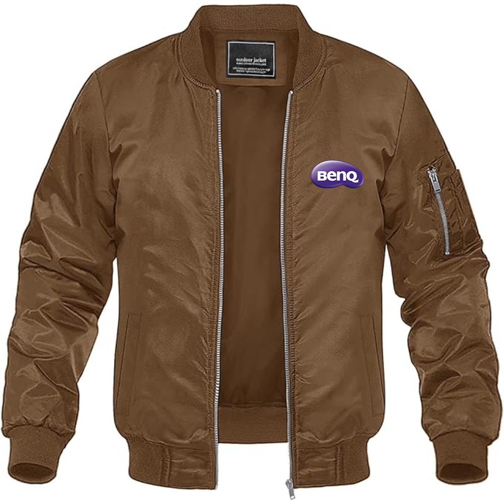 Men's BenQ Logo Lightweight Bomber Jacket Windbreaker Softshell Varsity Jacket Coat