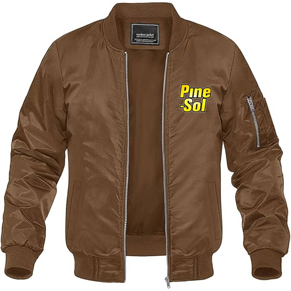 Men's Pine Sol Logo Lightweight Bomber Jacket Windbreaker Softshell Varsity Jacket Coat