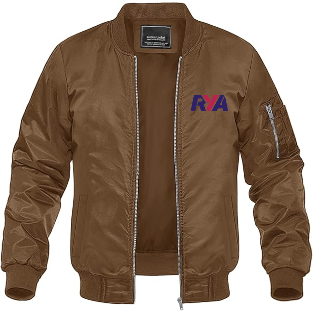 Men's Rya Logo Lightweight Bomber Jacket Windbreaker Softshell Varsity Jacket Coat