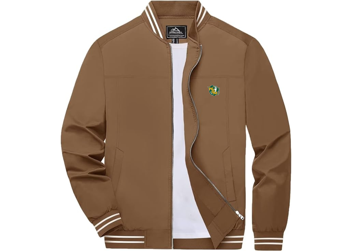 Men's William and Mary Tribe Lightweight Zip-Up Ribbed Collar and Cuffs Bomber Jacket