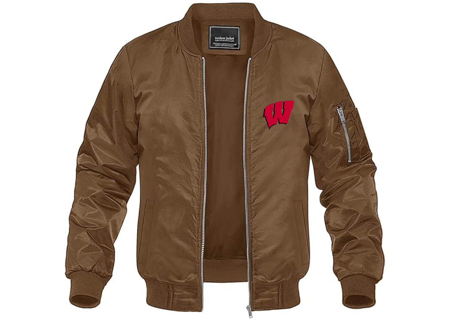 Men's Wisconsin Badgers Lightweight Bomber Jacket Windbreaker Softshell Varsity Jacket Coat