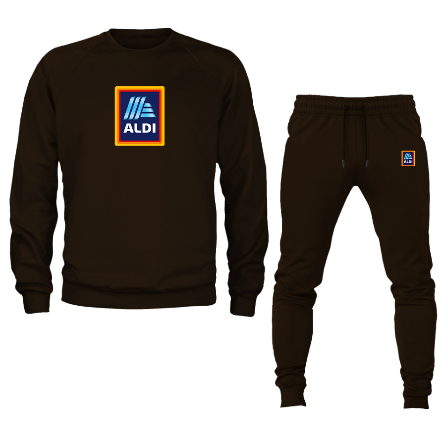 Men's Aldi Logo Crewneck Sweatshirt Joggers Suit