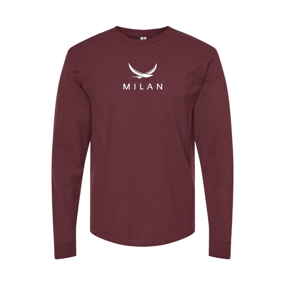 Men's Milan Red Logo Long Sleeve T-Shirt