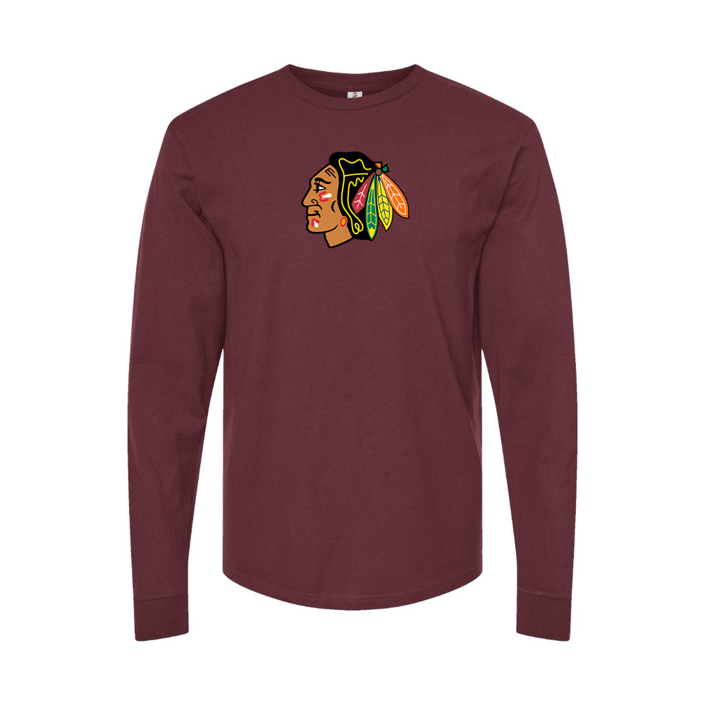 Men's Blackhawks Logo Long Sleeve T-Shirt