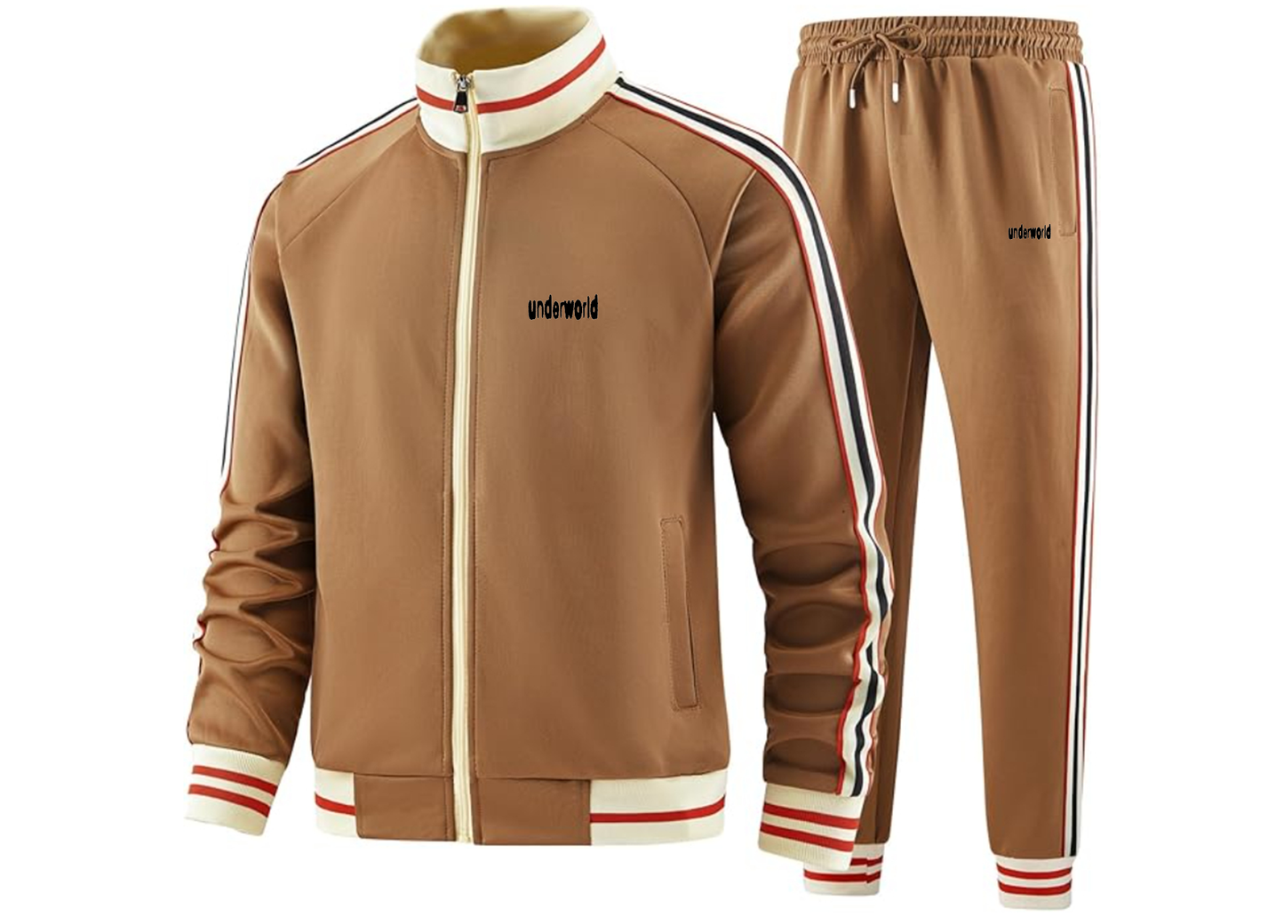 Men's Underworld Tracksuit with Bold Striped Accents and Zippered Front Athletic Wear