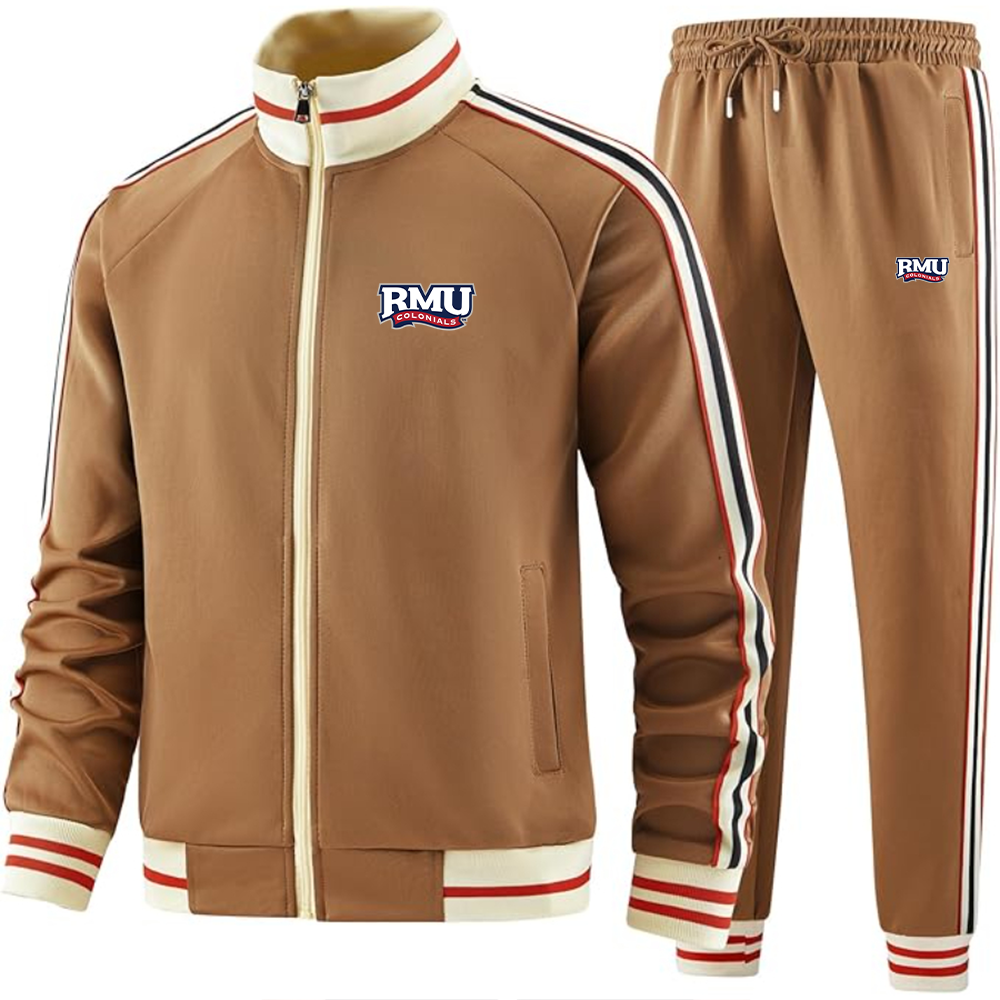 Men's Robert Morris Colonials Logo Tracksuit with Bold Striped Accents and Zippered Front Athletic Wear