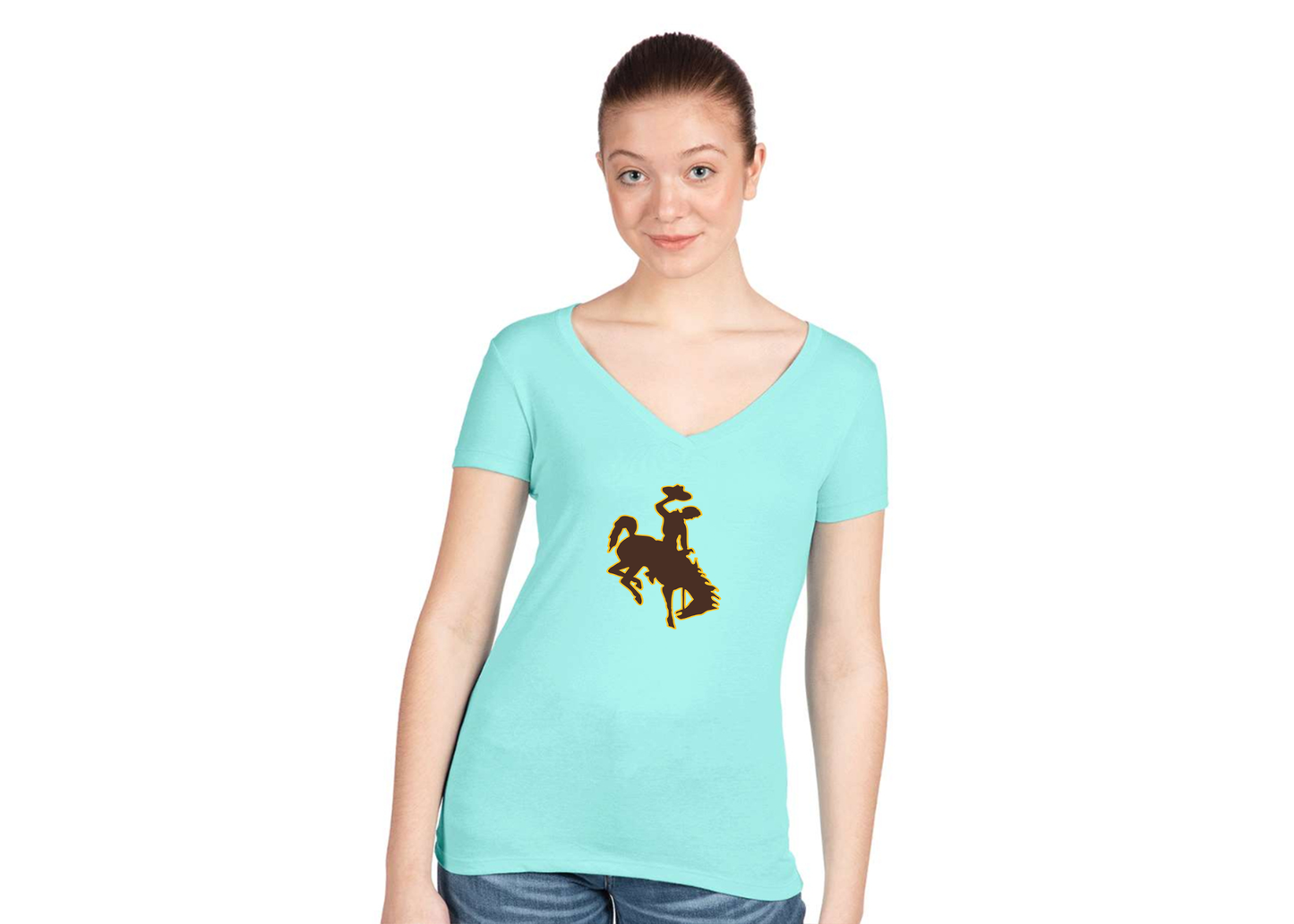 Women's Wyoming Cowboys Next Level V-Neck T-Shirt
