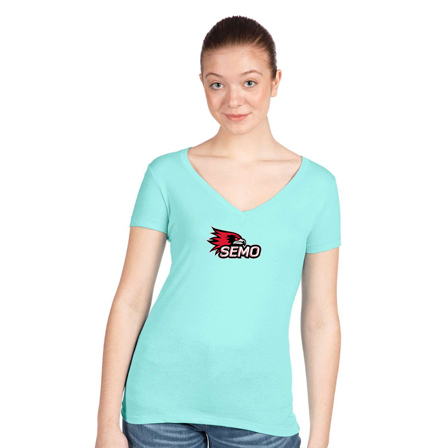 Women's SEMO Redhawks Logo  Next Level V-Neck T-Shirt