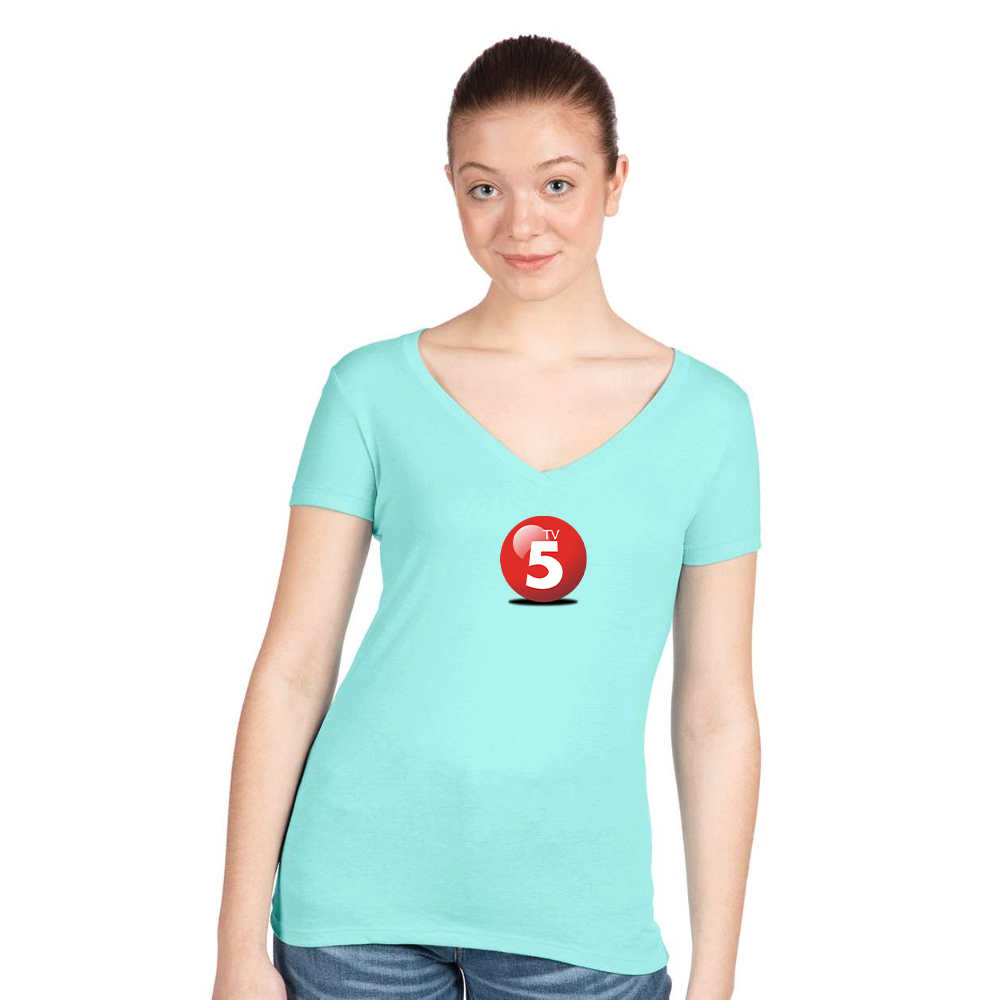 Women's ABC TV5 Logo  Next Level V-Neck T-Shirt