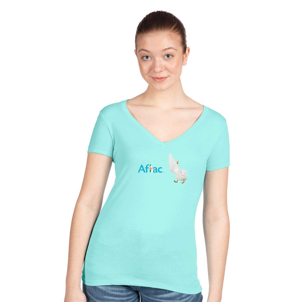 Women's Aflac Logo and Duck Next Level V-Neck T-Shirt