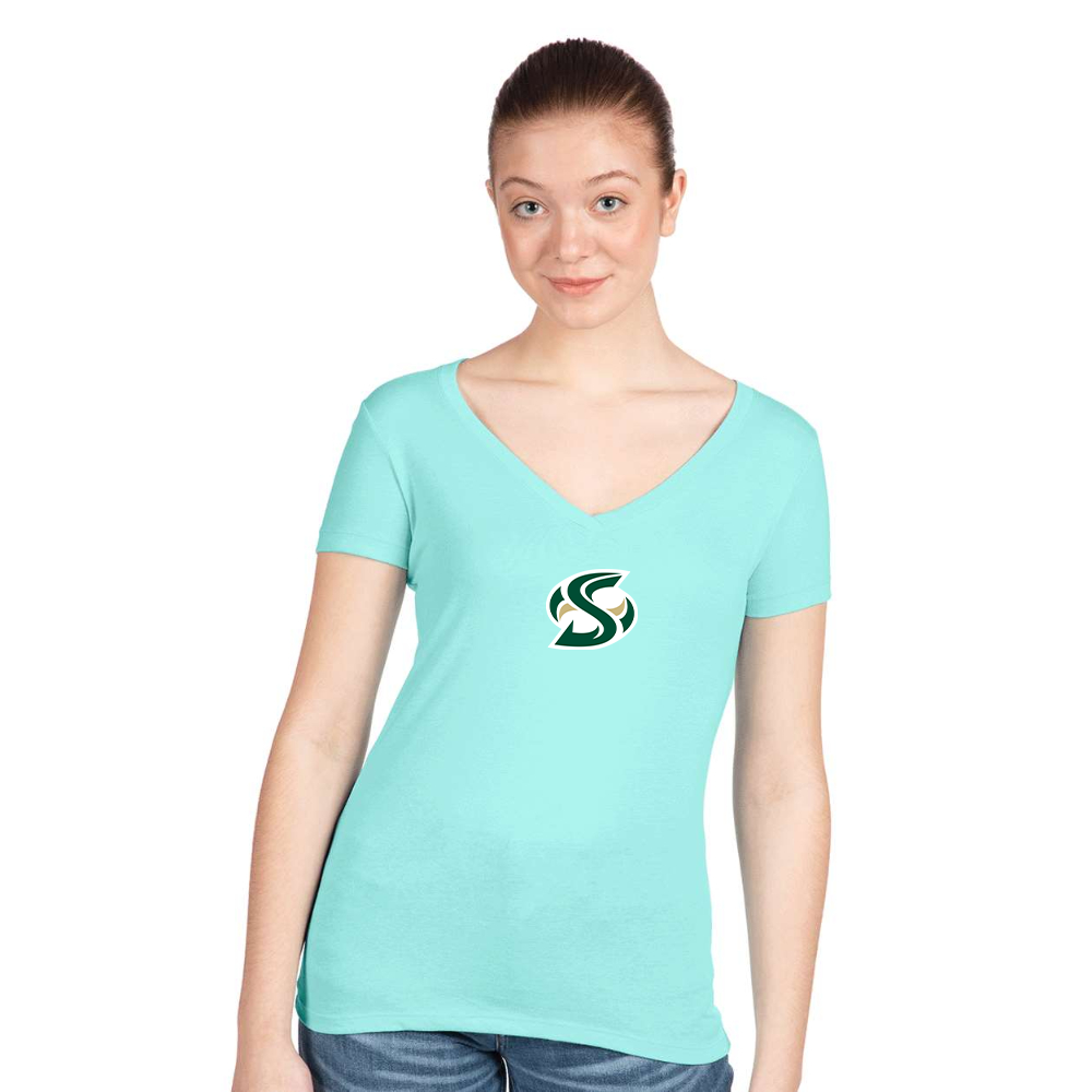 Women's Sacramento State Hornets Logo   Next Level V-Neck T-Shirt