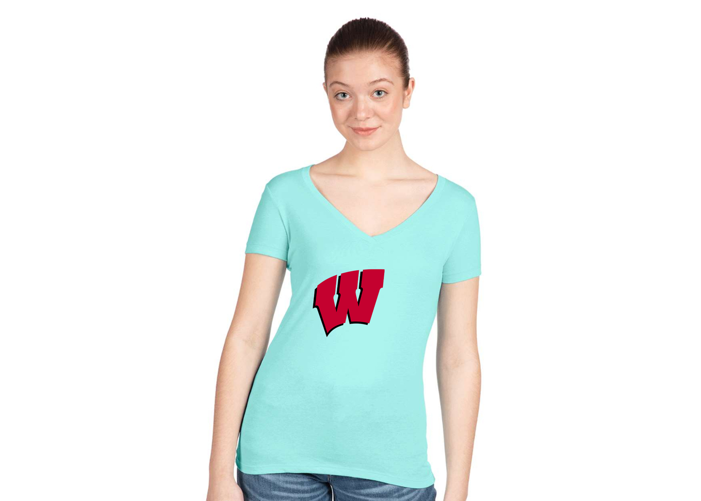 Women's Wisconsin Badgers Next Level V-Neck T-Shirt