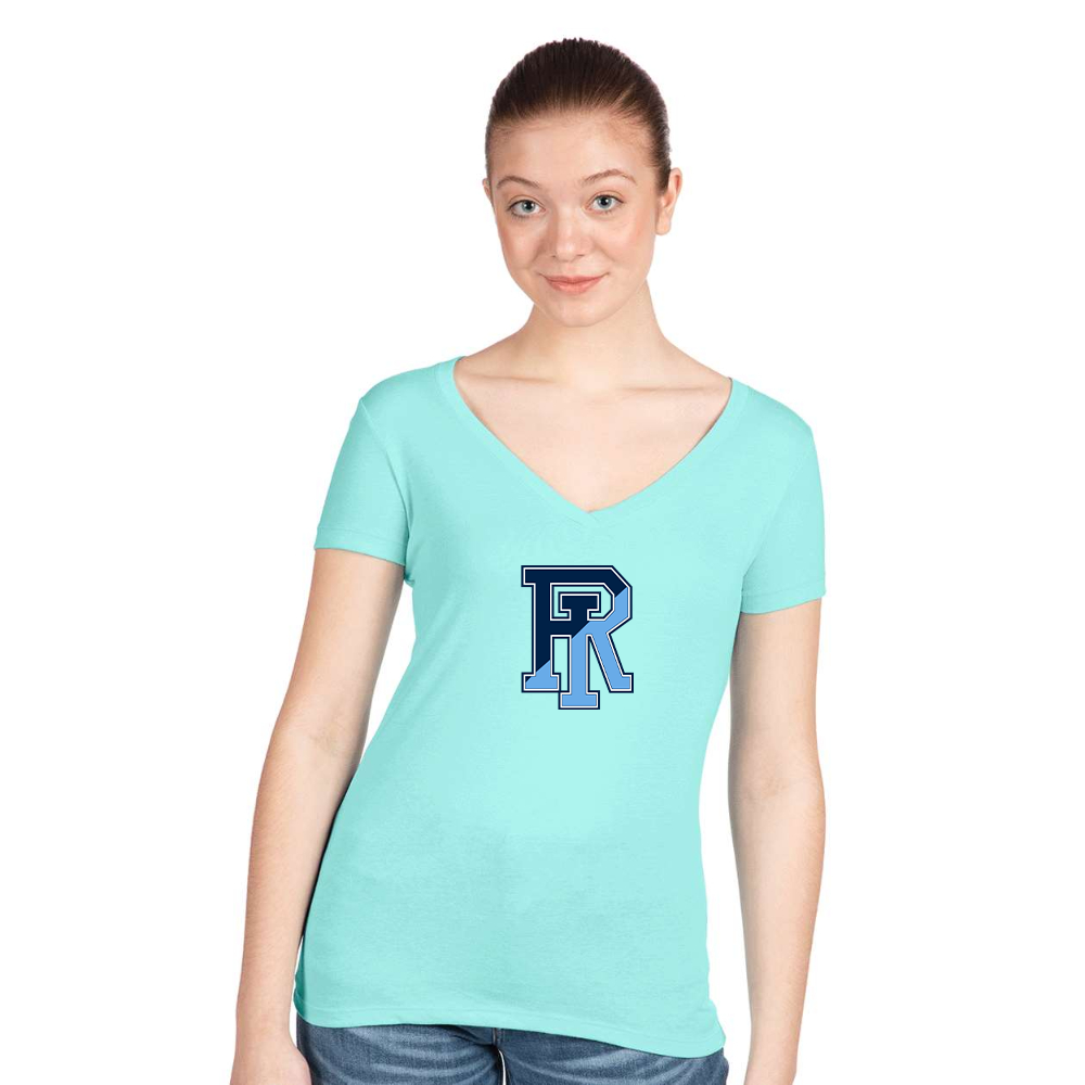 Women's Rhode Island Rams Logo  Next Level V-Neck T-Shirt