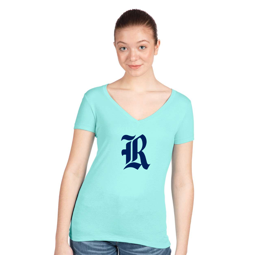 Women's Rice Owls Logo Next Level V-Neck T-Shirt