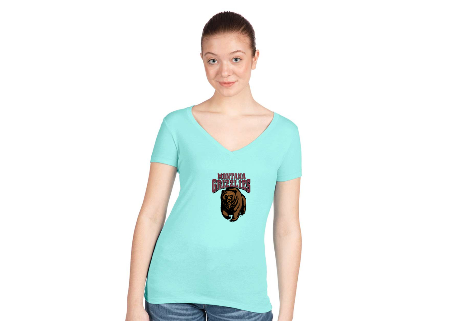 Women's Montana Grizzliesl Next Level V-Neck T-Shirt