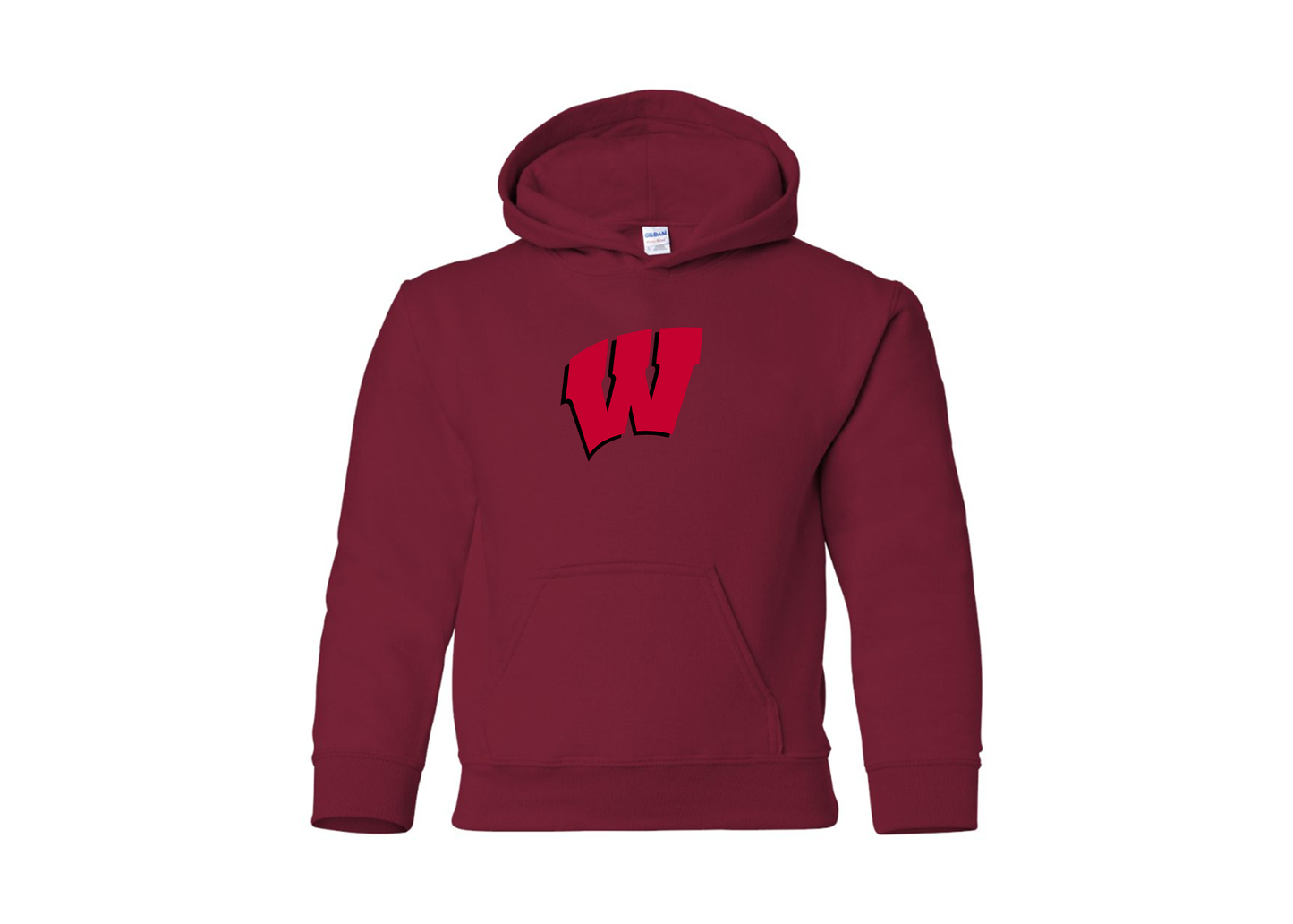 Youth Wisconsin Badgers Gildan Heavy Blend  Hooded Sweatshirt