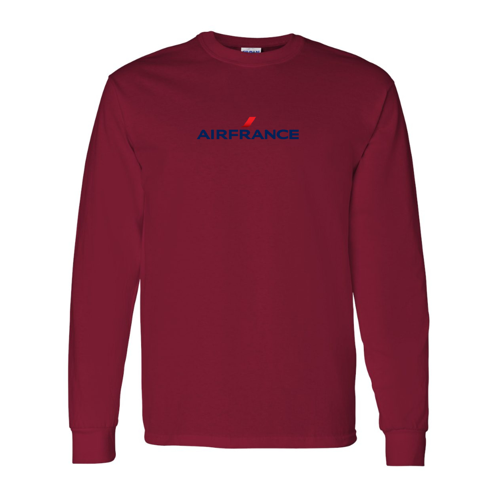 Men's Air France Logo Gildan Heavy Cotton Long Sleeve T-Shirt