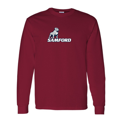 Men's Samford Bulldogs Logo Gildan Heavy Cotton Long Sleeve T-Shirt