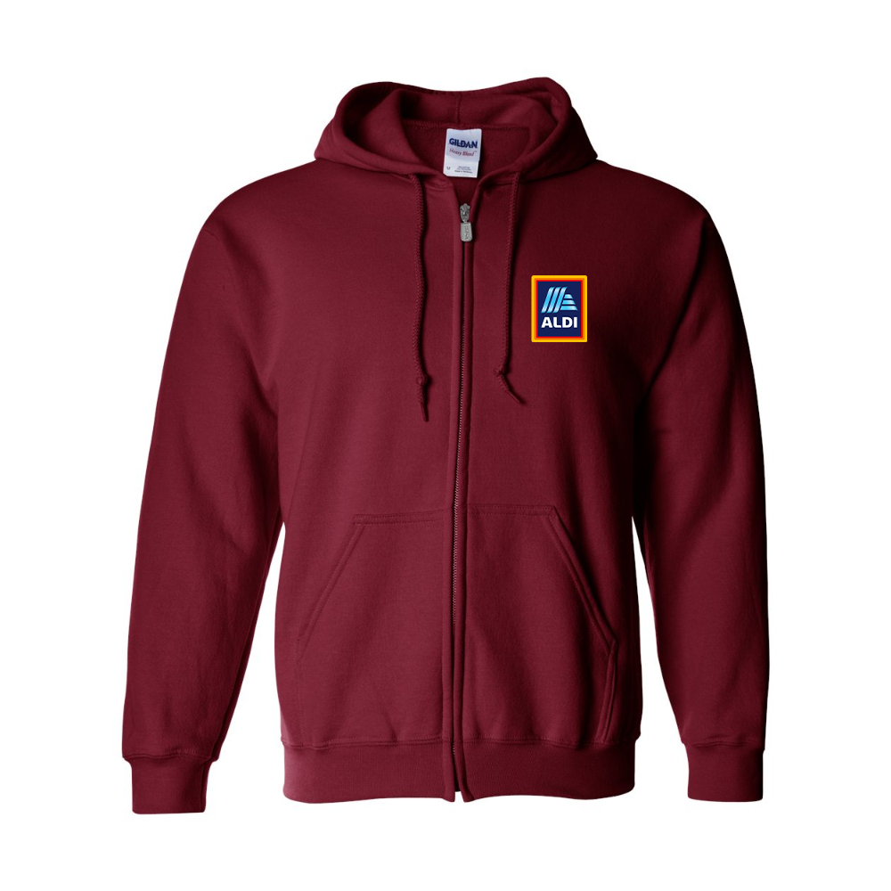 Men's Aldi Logo Gildan  Heavy Blend Full Zip Hooded Sweatshirt