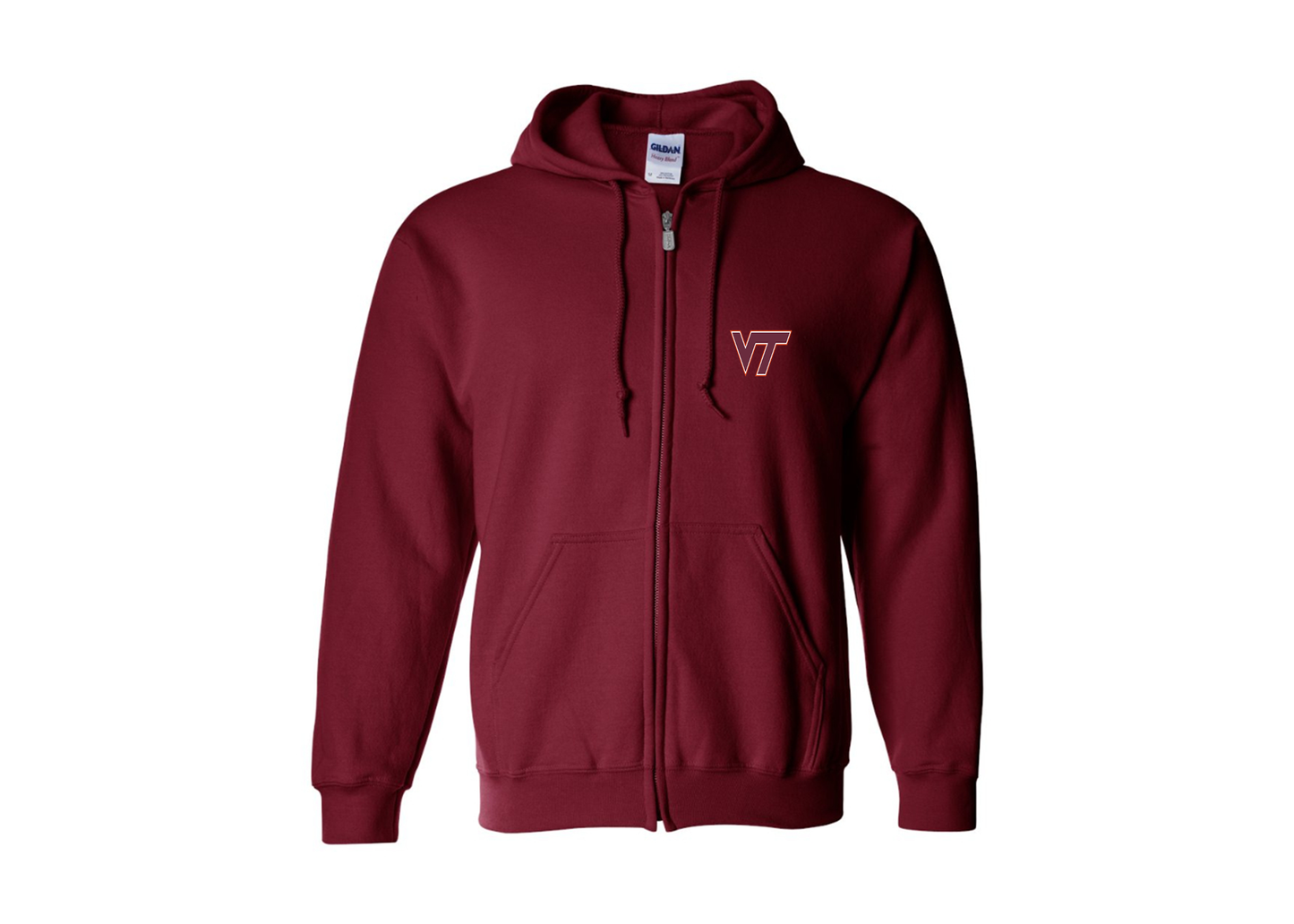 Men's Virginia Tech Hokies Gildan Heavy Blend Full Zip Hooded Sweatshirt