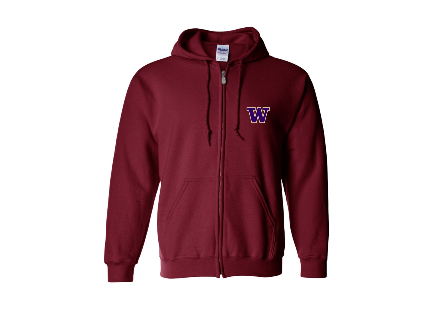 Men's Washington Huskies Gildan  Heavy Blend Full Zip Hooded Sweatshirt