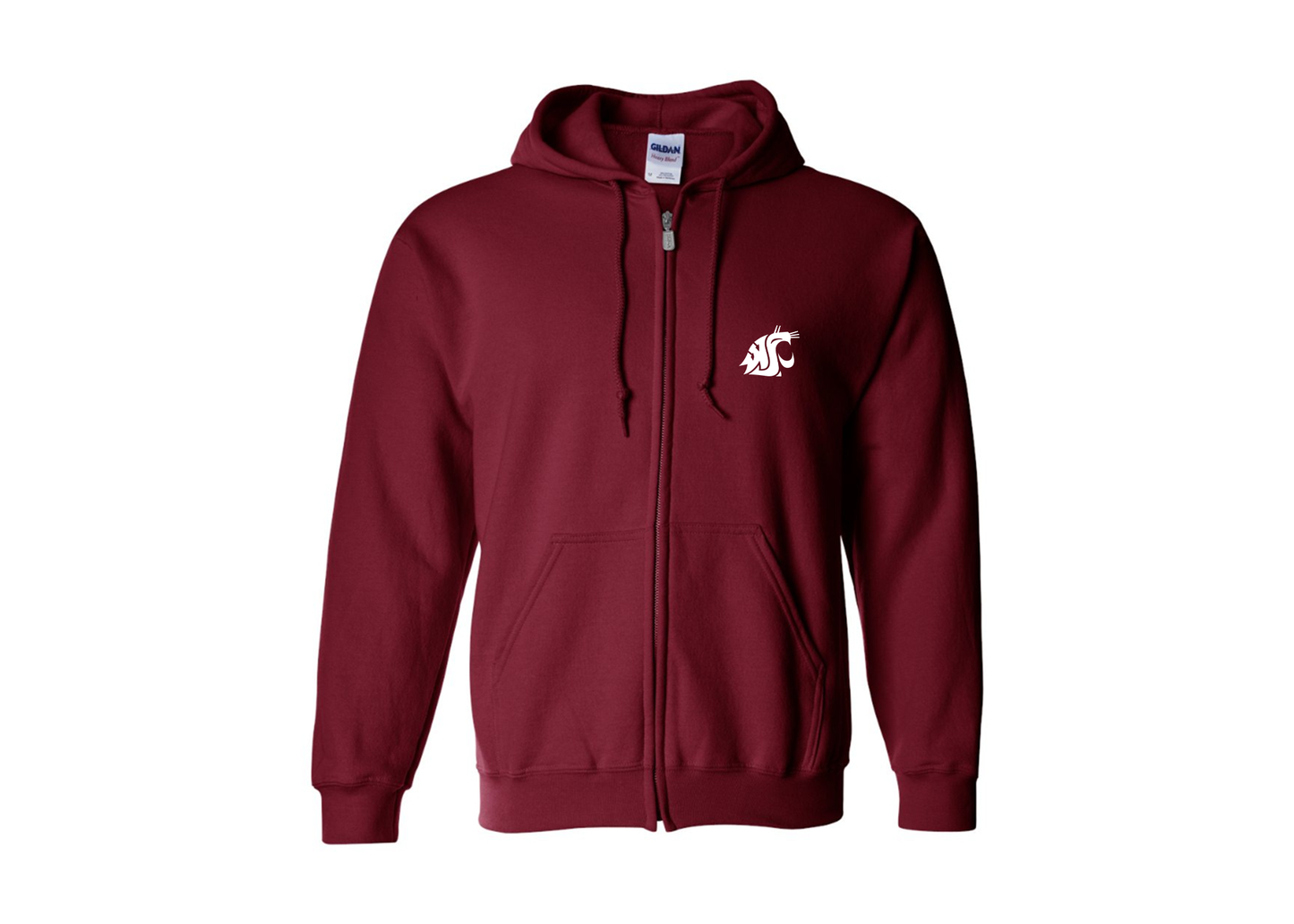 Men's Washington State Cougars Gildan  Heavy Blend Full Zip Hooded Sweatshirt