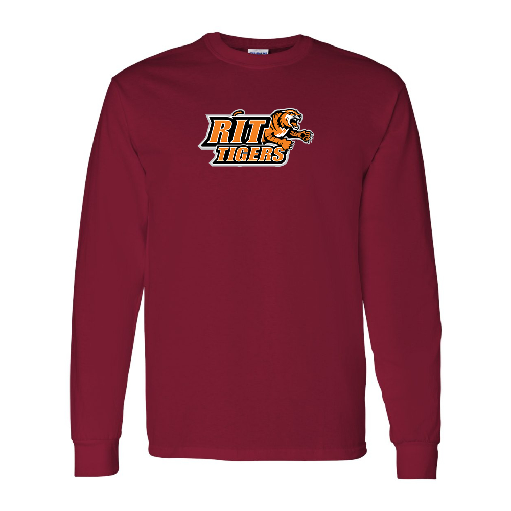Men's RIT Tigers Logo Gildan Heavy Cotton Long Sleeve T-Shirt