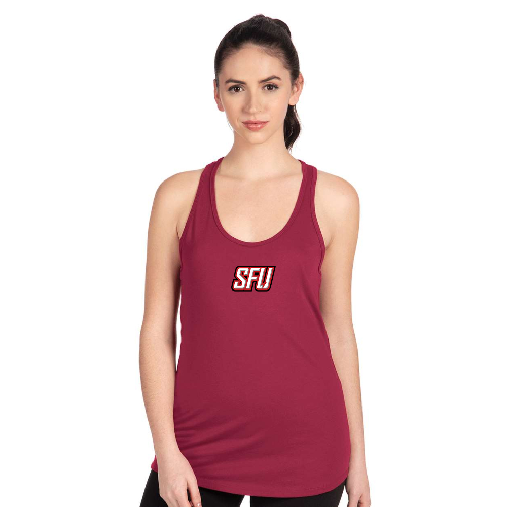 Women's Saint Francis Red Flash Logo Next Level Ideal Racerback Tank