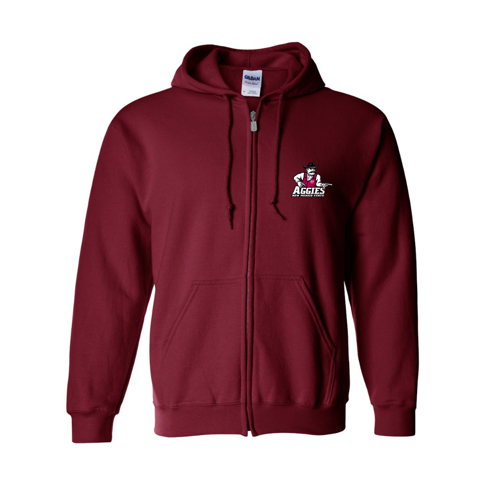 Men's Aggies New Mexico State Logo Gildan  Heavy Blend Full Zip Hooded Sweatshirt
