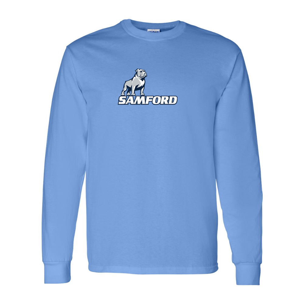 Men's Samford Bulldogs Logo Gildan Heavy Cotton Long Sleeve T-Shirt