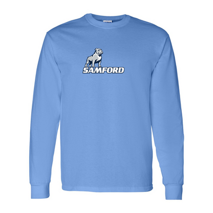 Men's Samford Bulldogs Logo Gildan Heavy Cotton Long Sleeve T-Shirt