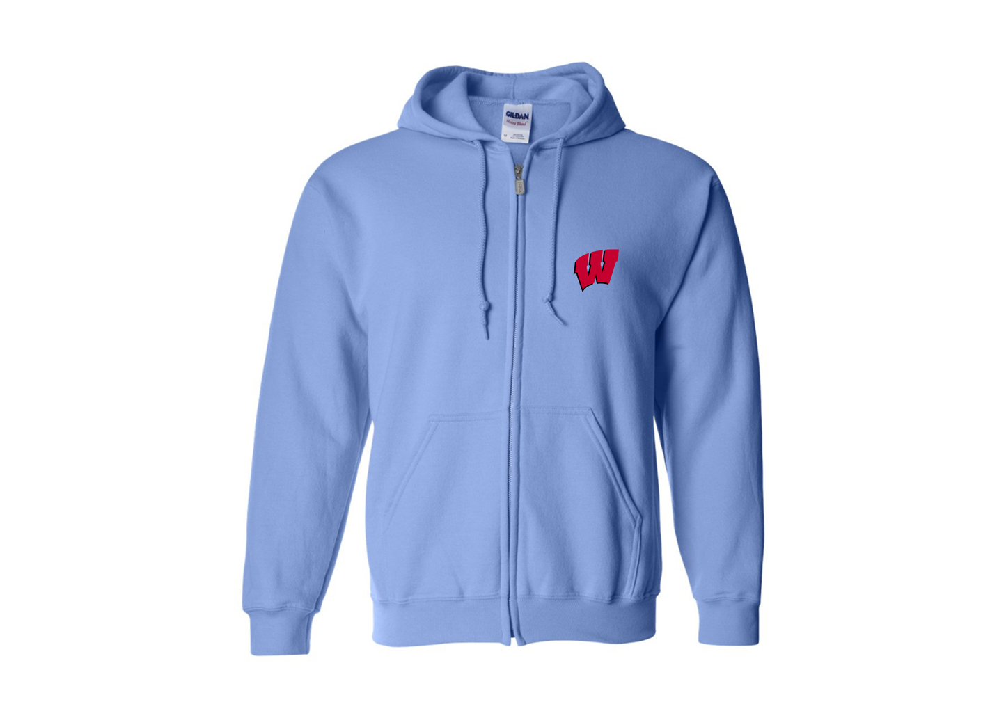 Men's Wisconsin Badgers Gildan  Heavy Blend Full Zip Hooded Sweatshirt
