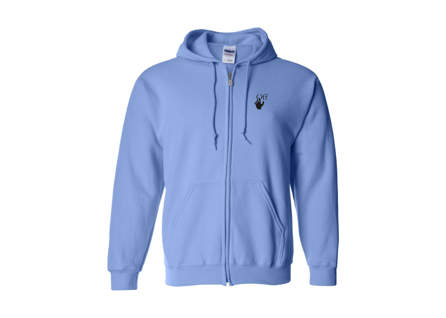 Men's Off-White Hand Gildan  Heavy Blend Full Zip Hooded Sweatshirt