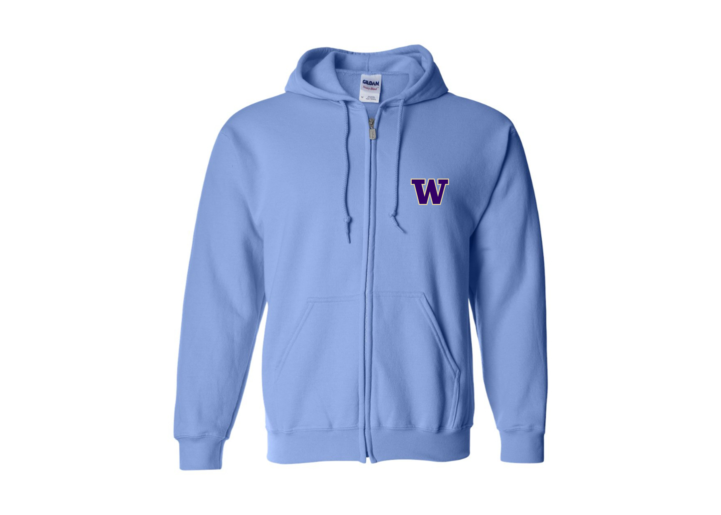 Men's Washington Huskies Gildan  Heavy Blend Full Zip Hooded Sweatshirt
