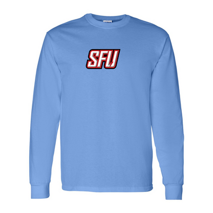 Men's Saint Francis Red Flash Logo Gildan Heavy Cotton Long Sleeve T-Shirt