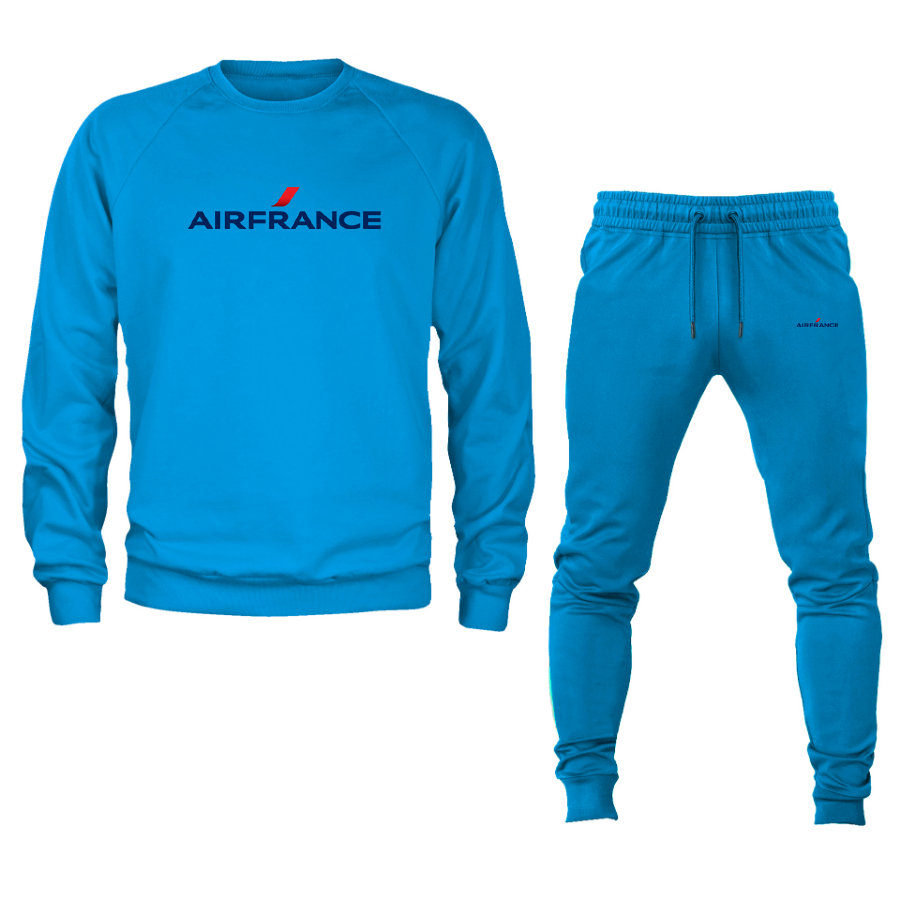 Men's Air France Logo Crewneck Sweatshirt Joggers Suit