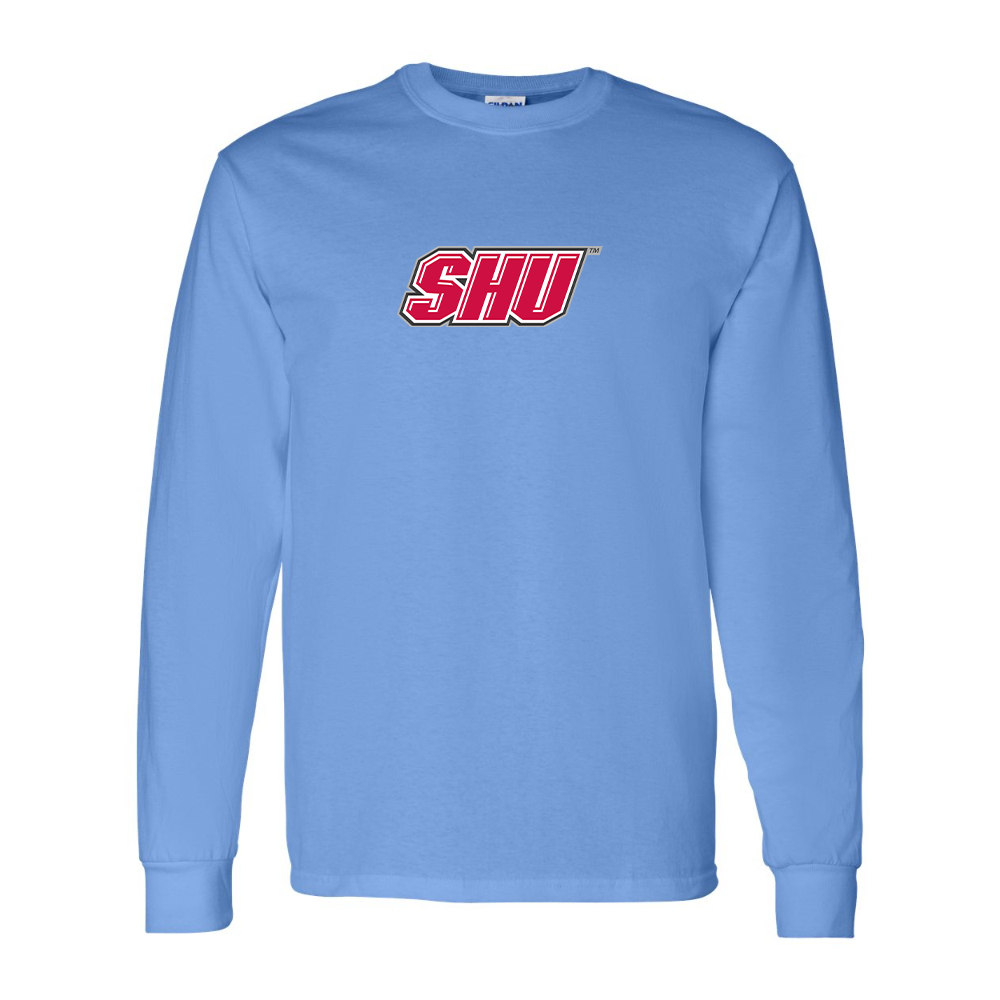 Men's Sacred Heart Pioneers Logo Gildan Heavy Cotton Long Sleeve T-Shirt