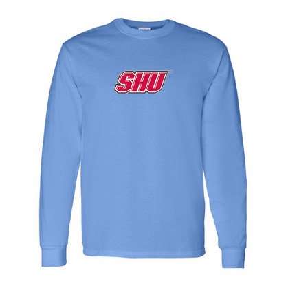 Men's Sacred Heart Pioneers Logo Gildan Heavy Cotton Long Sleeve T-Shirt