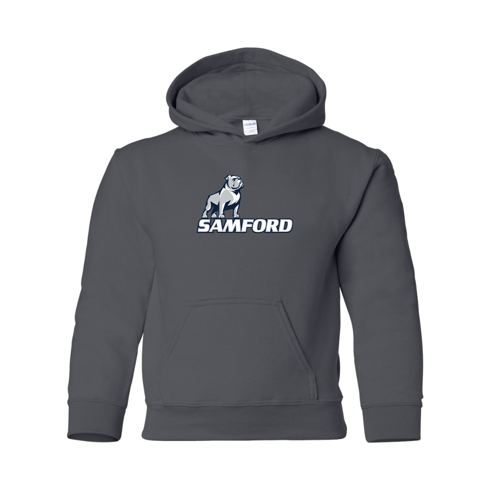 Youth Samford Bulldogs Logo Gildan Heavy Blend  Hooded Sweatshirt