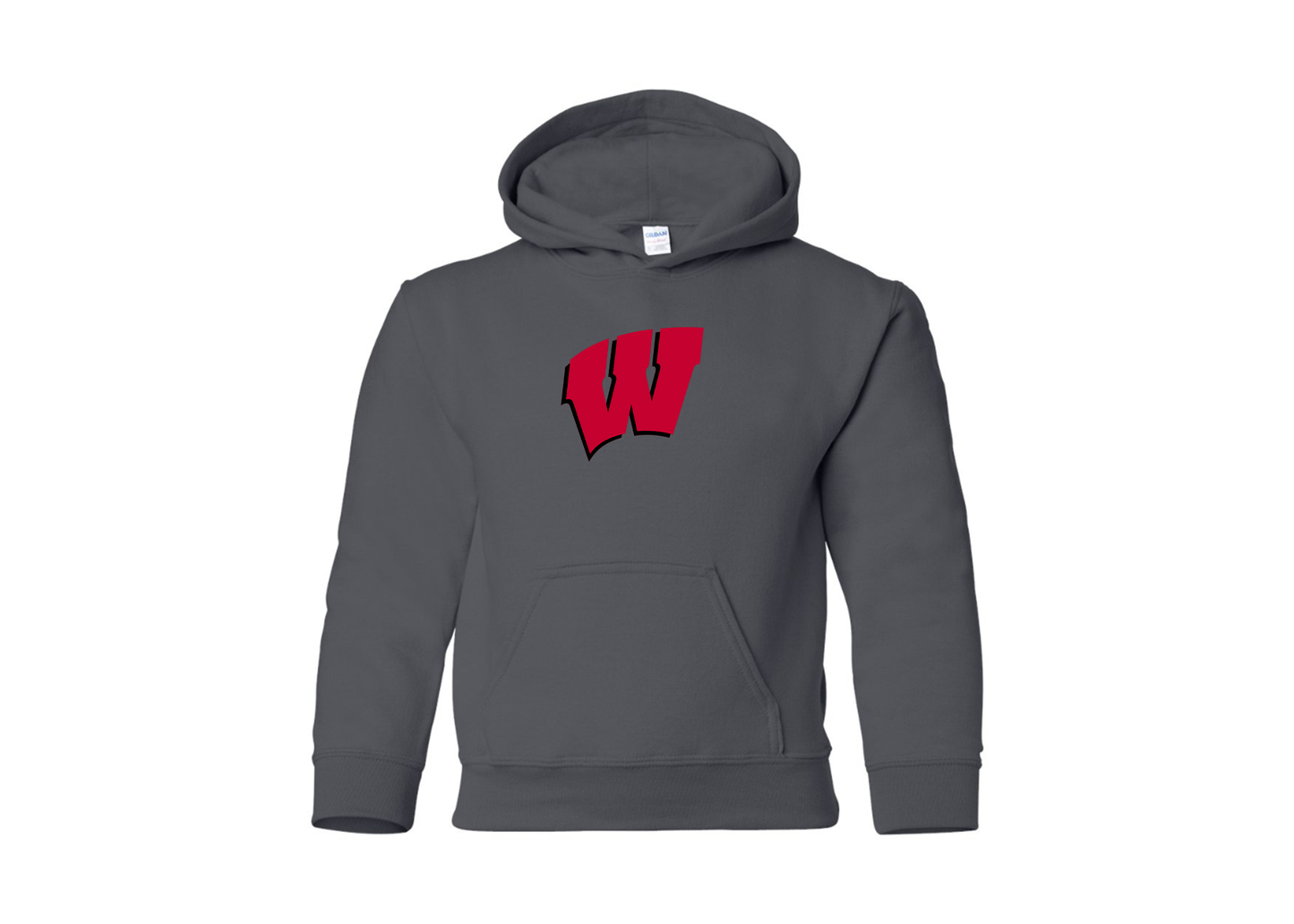 Youth Wisconsin Badgers Gildan Heavy Blend  Hooded Sweatshirt