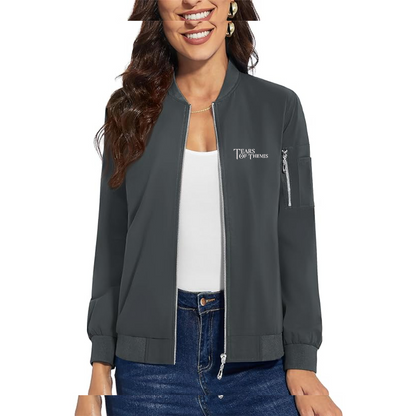 Women's Tear Of Themis Logo Premium Bomber Jacket with Polished Detailing and Functional Sleeve Pocket Modern Luxury Outerwear